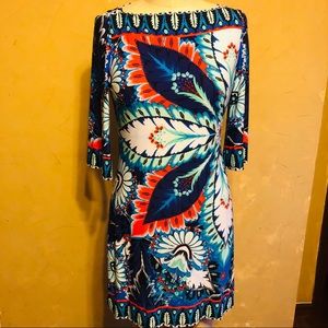 Ali Ro Dress Size 6 Bateau Neck Printed Jersey